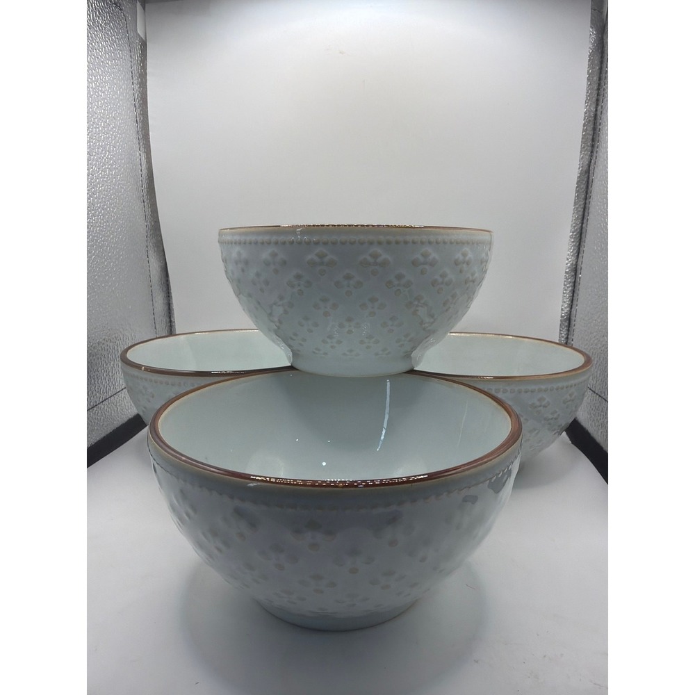 4 PFALTZGRAFF JOANNE LIGHT BLUE SOUP CEREAL BOWLS  5.3"
